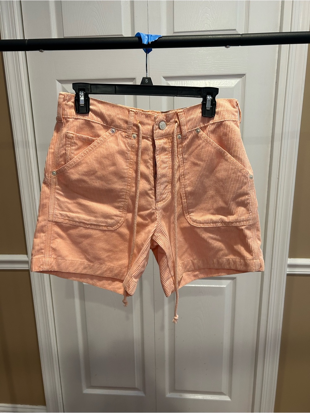 Free People Peach Corduroy Utility Shorts